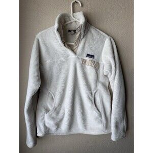 Patagonia Sweater Women’s Medium Off White Retool Snap T Pullover Mock Neck Logo